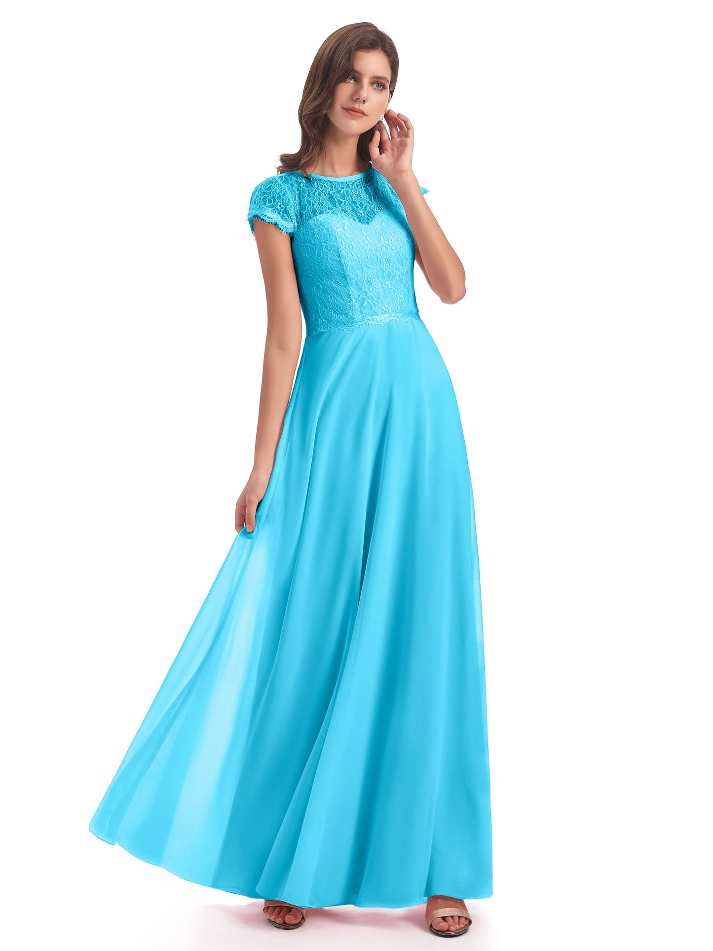 Amelia Sheatch Cap Sleeves Lace Bridesmaid Dresses