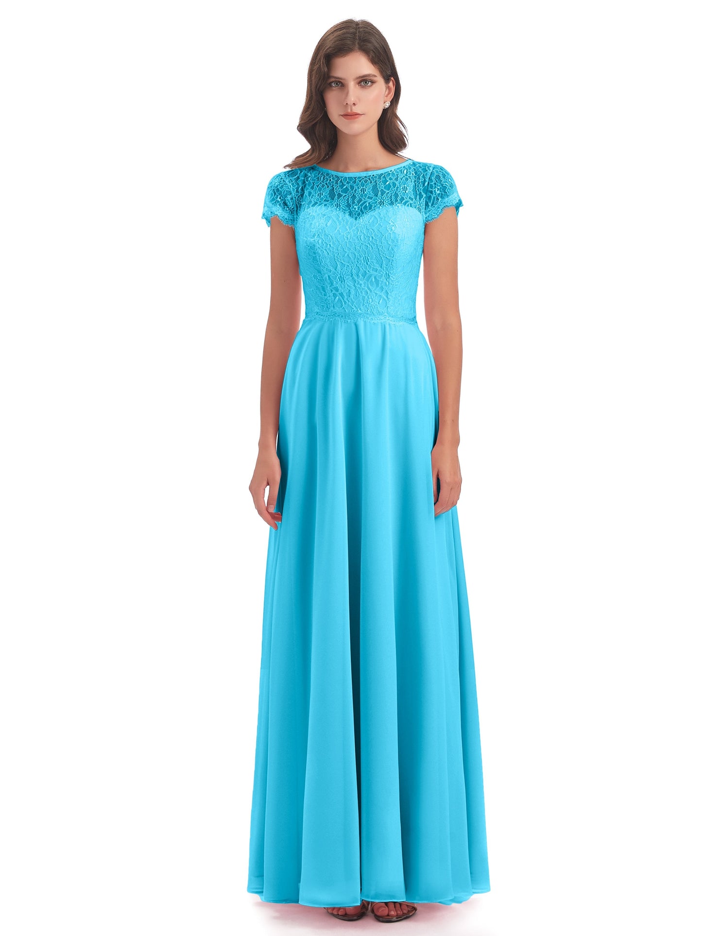 Amelia Sheatch Cap Sleeves Lace Bridesmaid Dresses