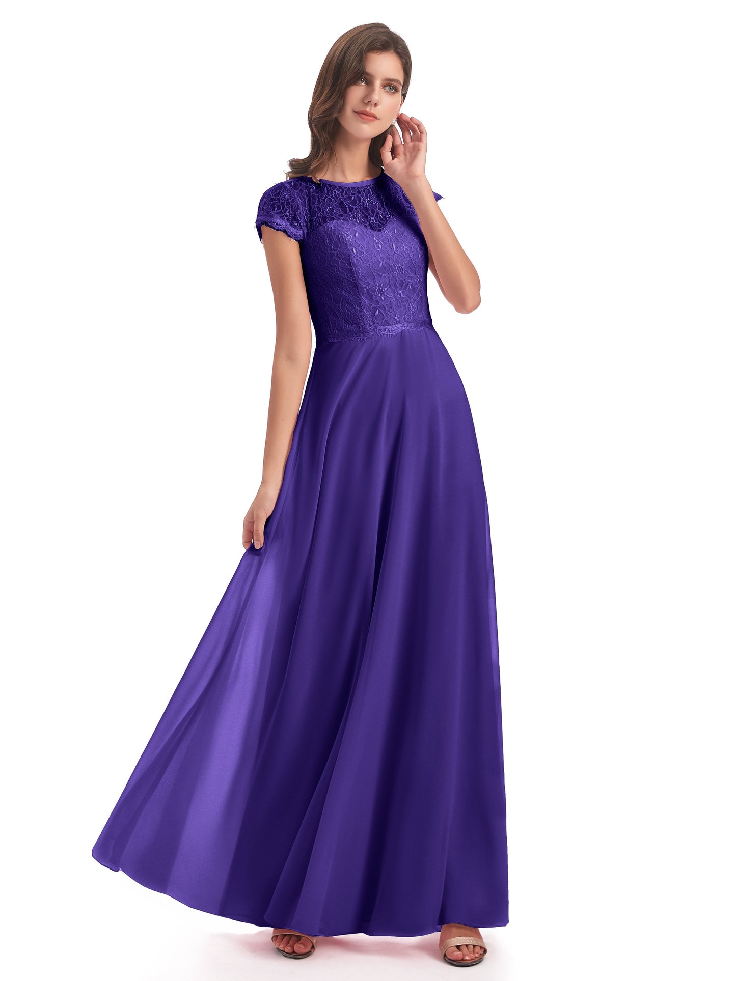 Amelia Sheatch Cap Sleeves Lace Bridesmaid Dresses