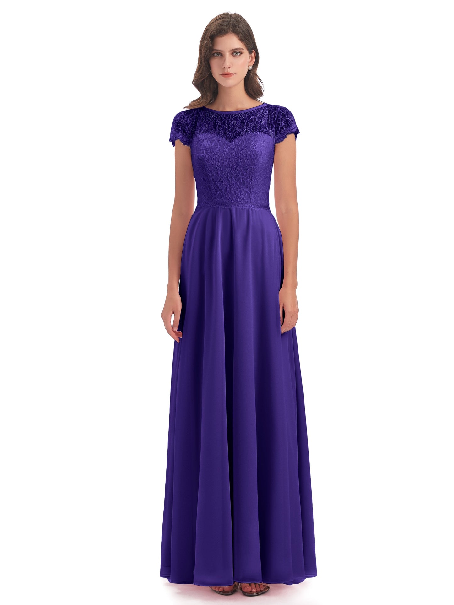 Amelia Sheatch Cap Sleeves Lace Bridesmaid Dresses