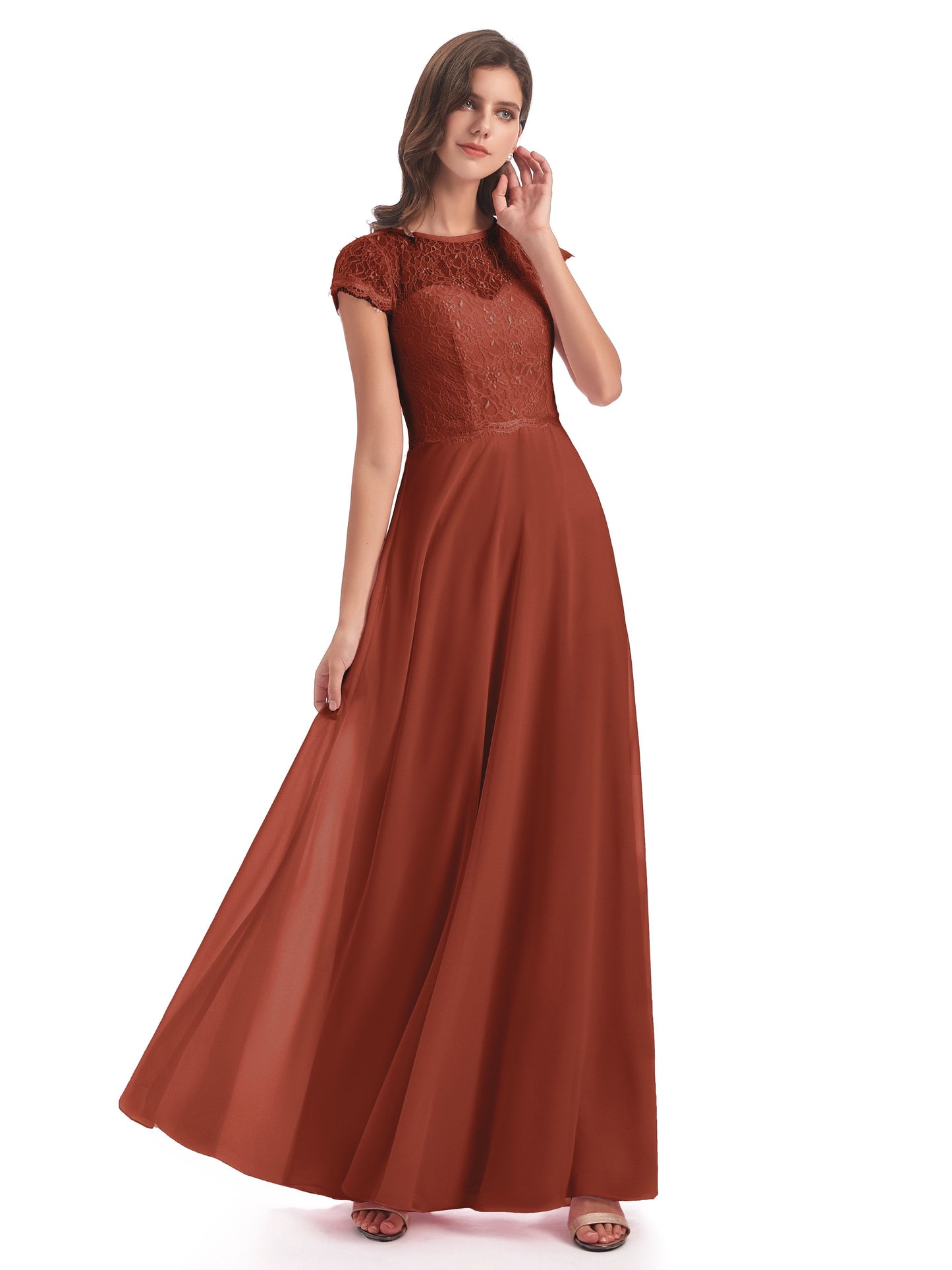 Amelia Sheatch Cap Sleeves Lace Bridesmaid Dresses