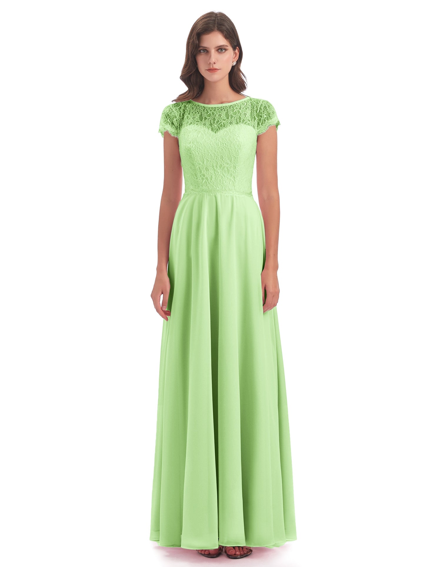 Amelia Sheatch Cap Sleeves Lace Bridesmaid Dresses