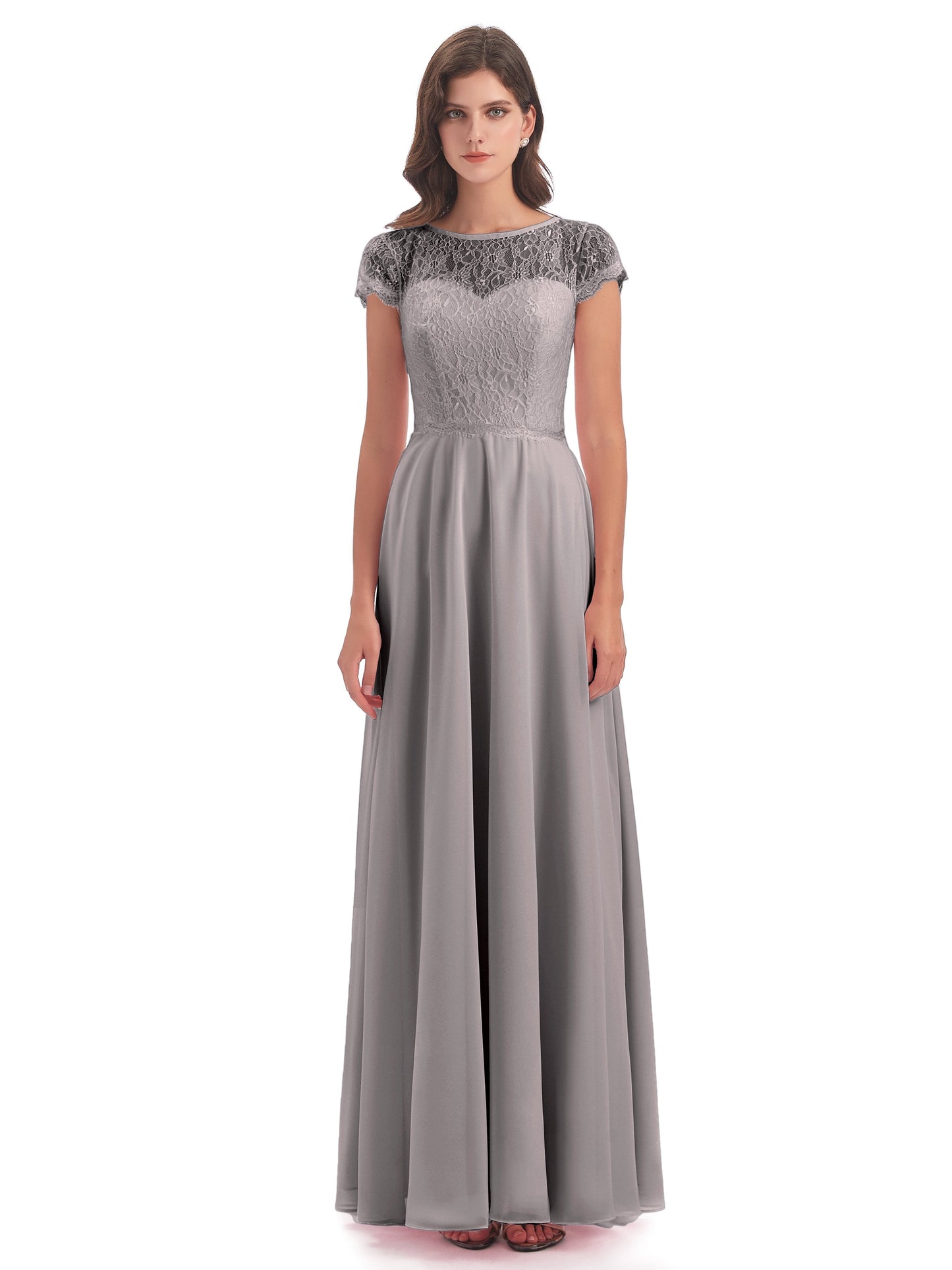 Amelia Sheatch Cap Sleeves Lace Bridesmaid Dresses