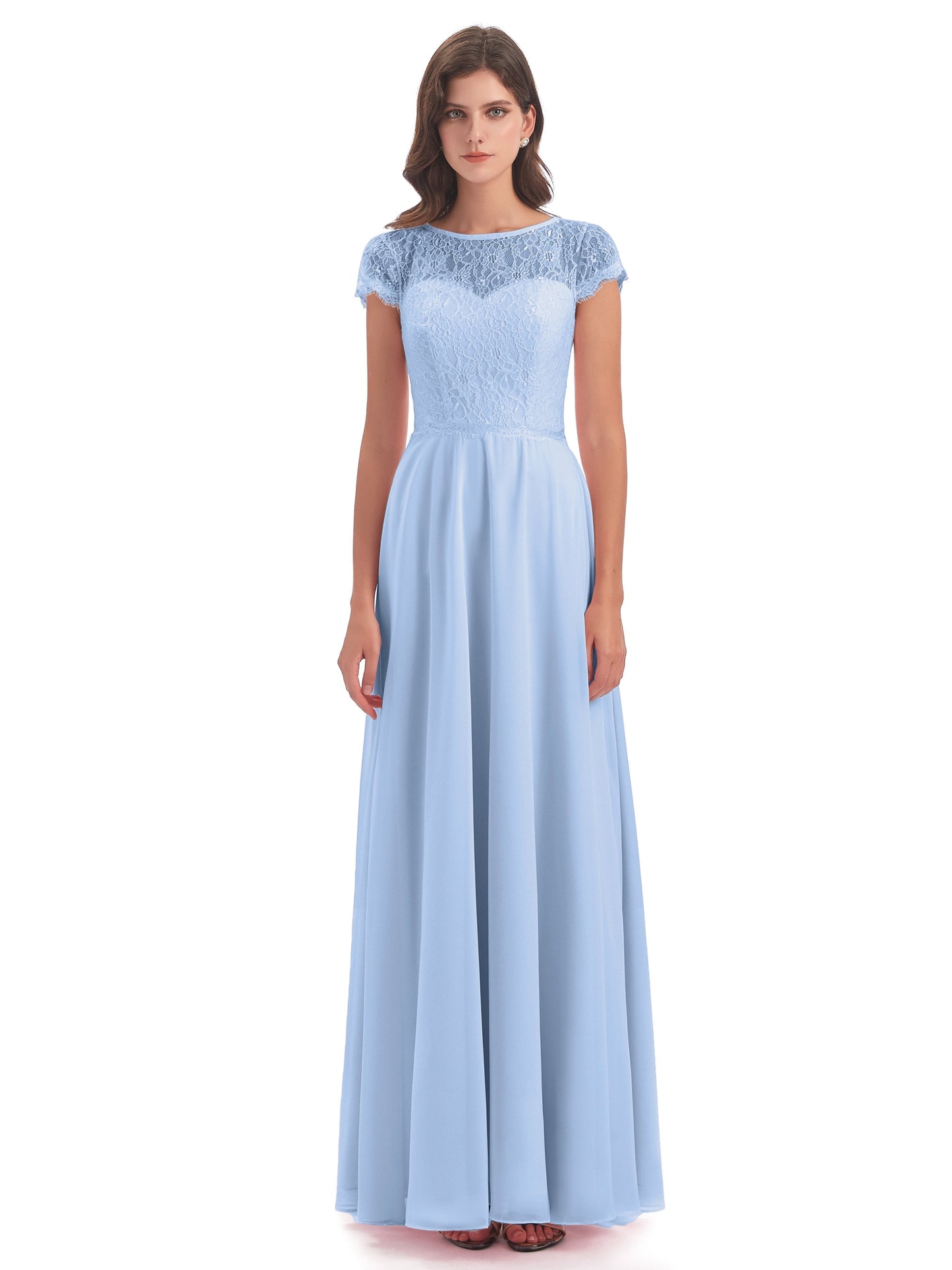 Amelia Sheatch Cap Sleeves Lace Bridesmaid Dresses