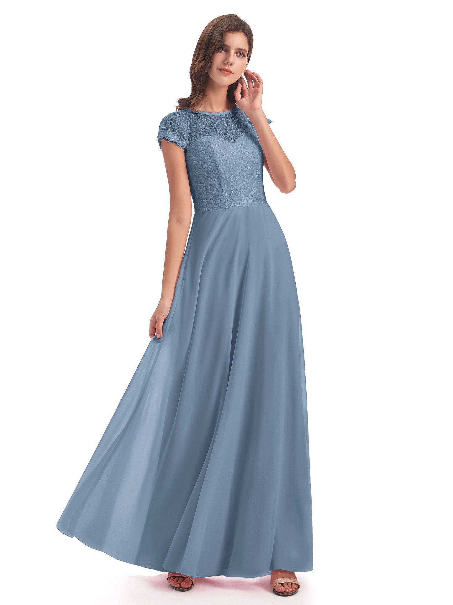 Amelia Sheatch Cap Sleeves Lace Bridesmaid Dresses