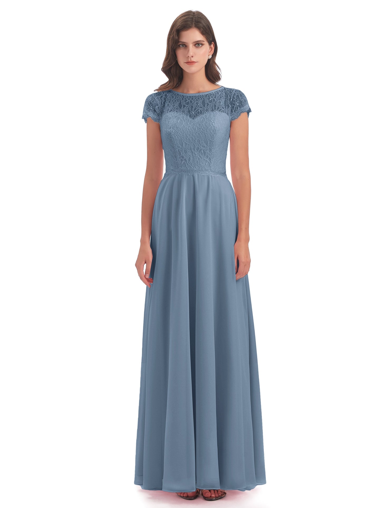 Amelia Sheatch Cap Sleeves Lace Bridesmaid Dresses