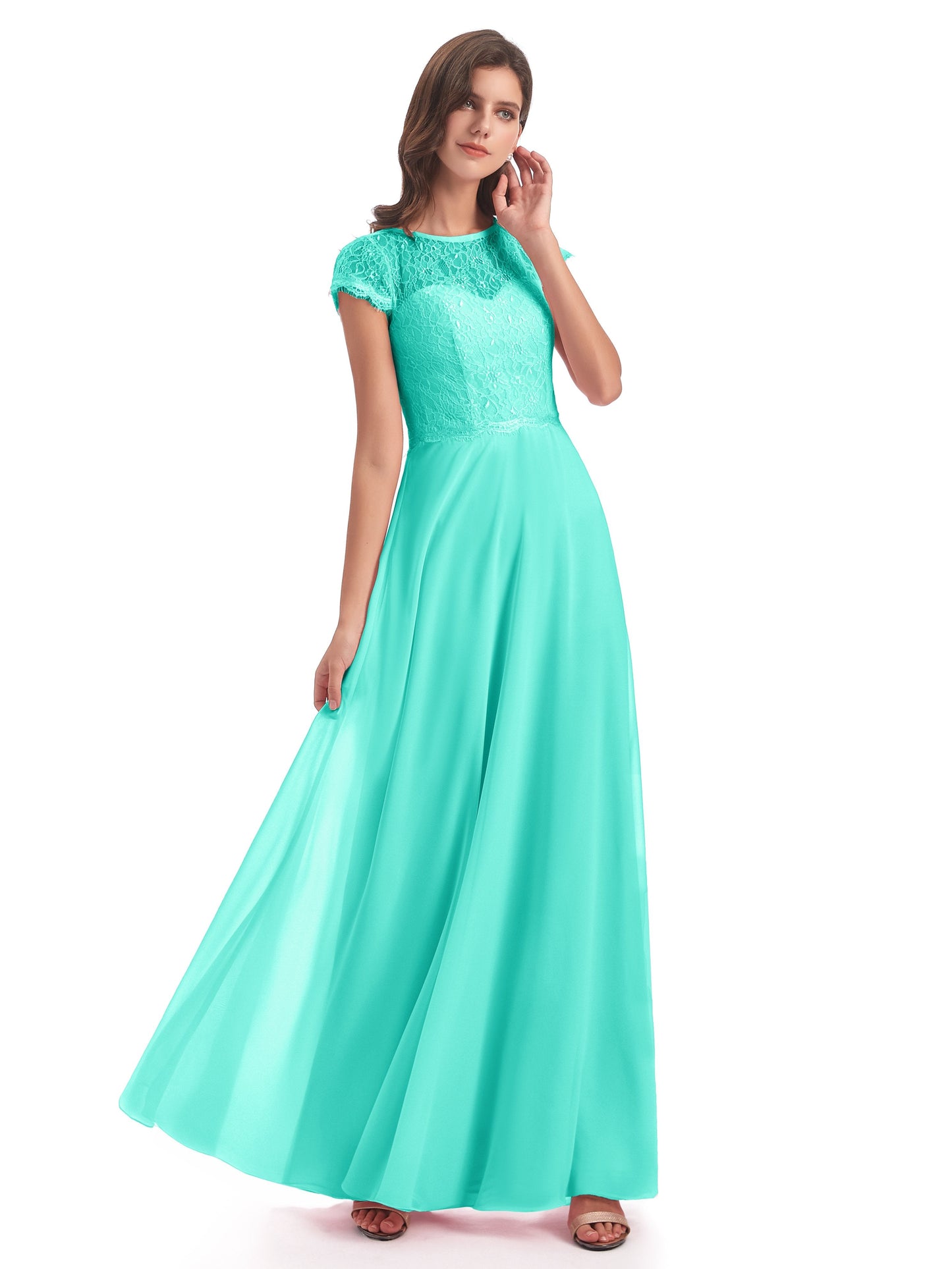 Amelia Sheatch Cap Sleeves Lace Bridesmaid Dresses