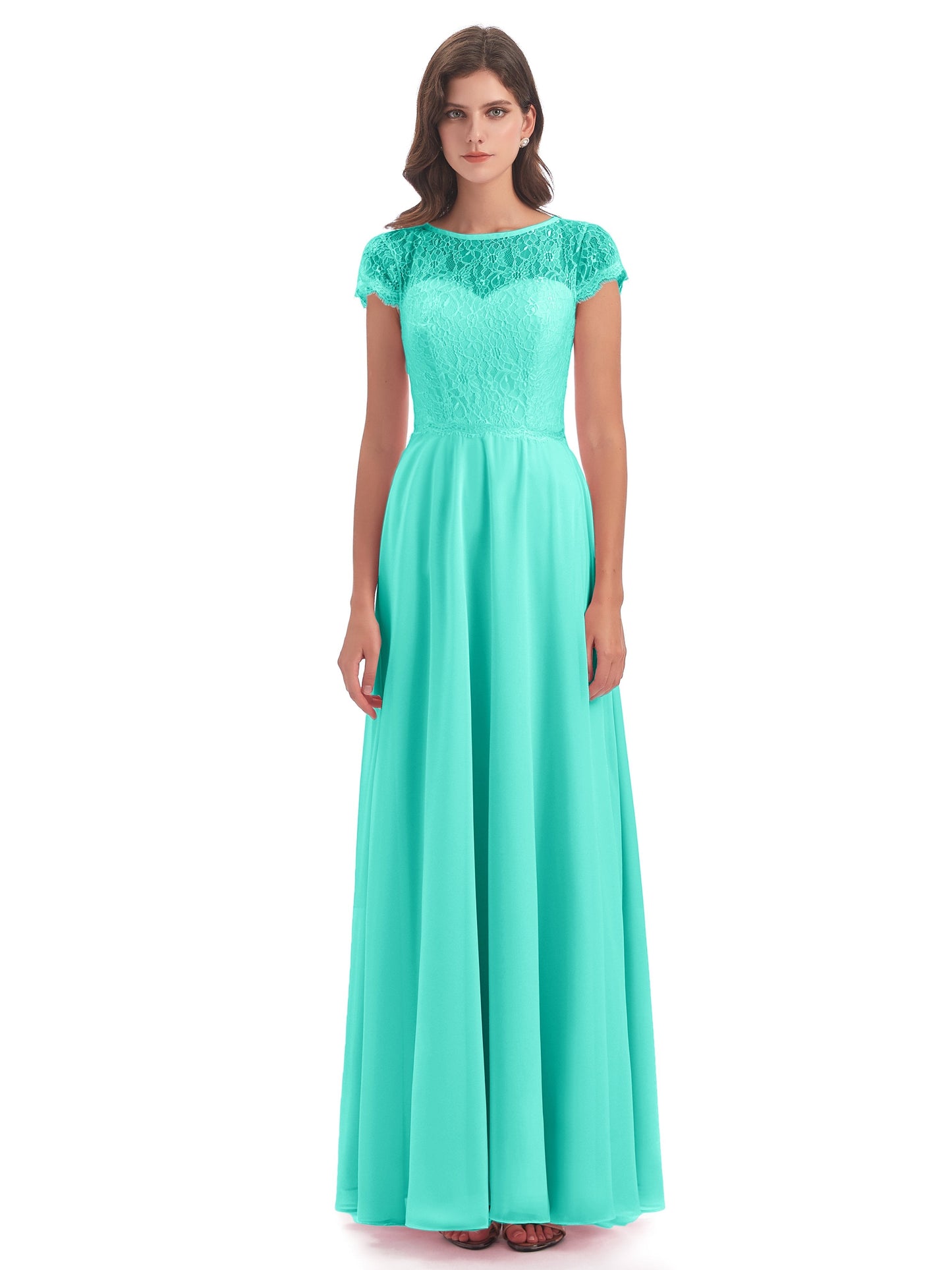Amelia Sheatch Cap Sleeves Lace Bridesmaid Dresses