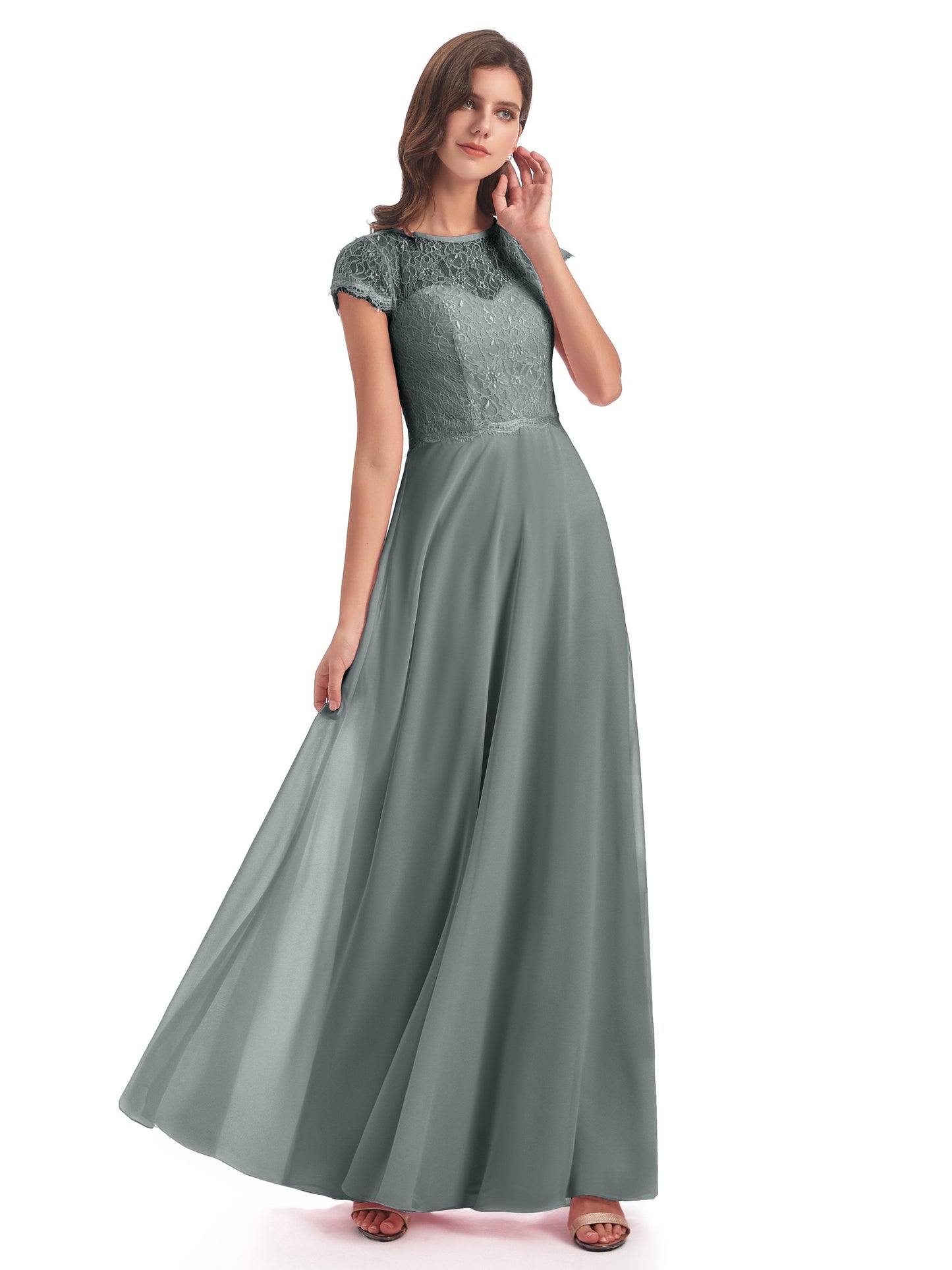 Amelia Sheatch Cap Sleeves Lace Bridesmaid Dresses