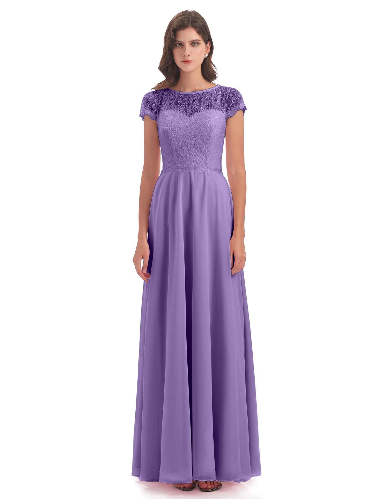 Amelia Sheatch Cap Sleeves Lace Bridesmaid Dresses