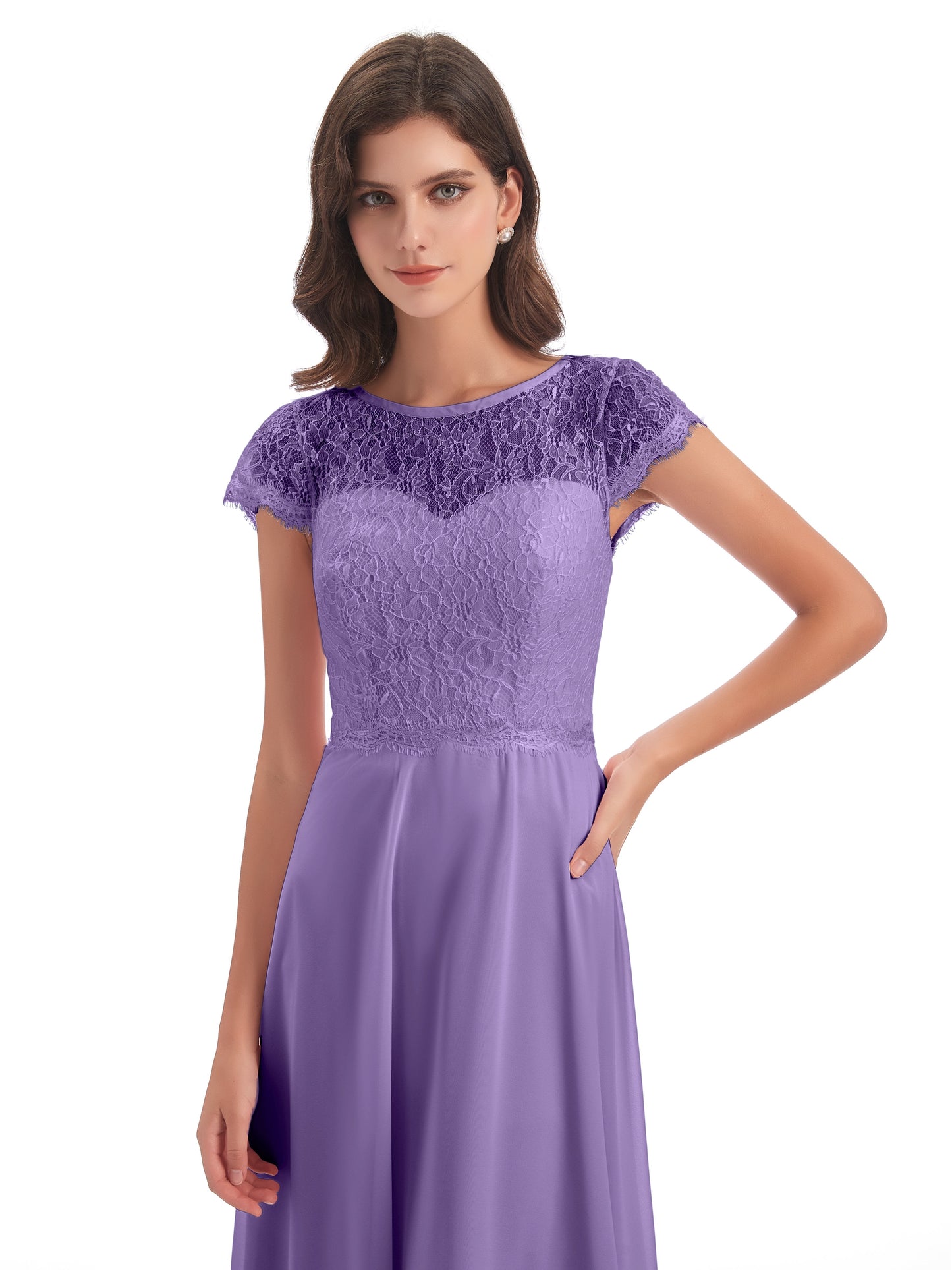 Amelia Sheatch Cap Sleeves Lace Bridesmaid Dresses