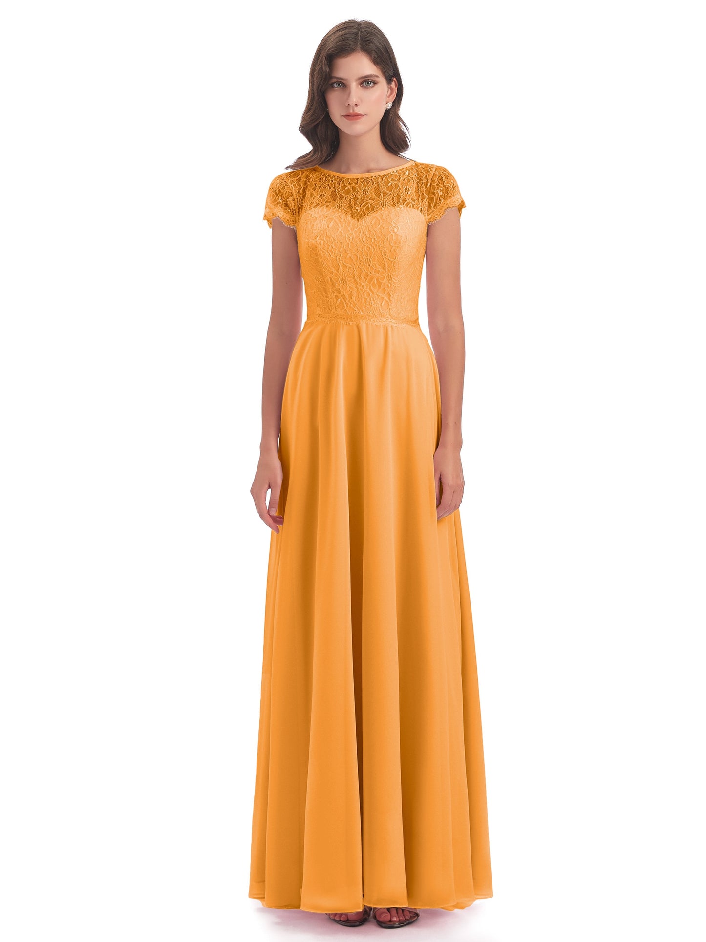 Amelia Sheatch Cap Sleeves Lace Bridesmaid Dresses