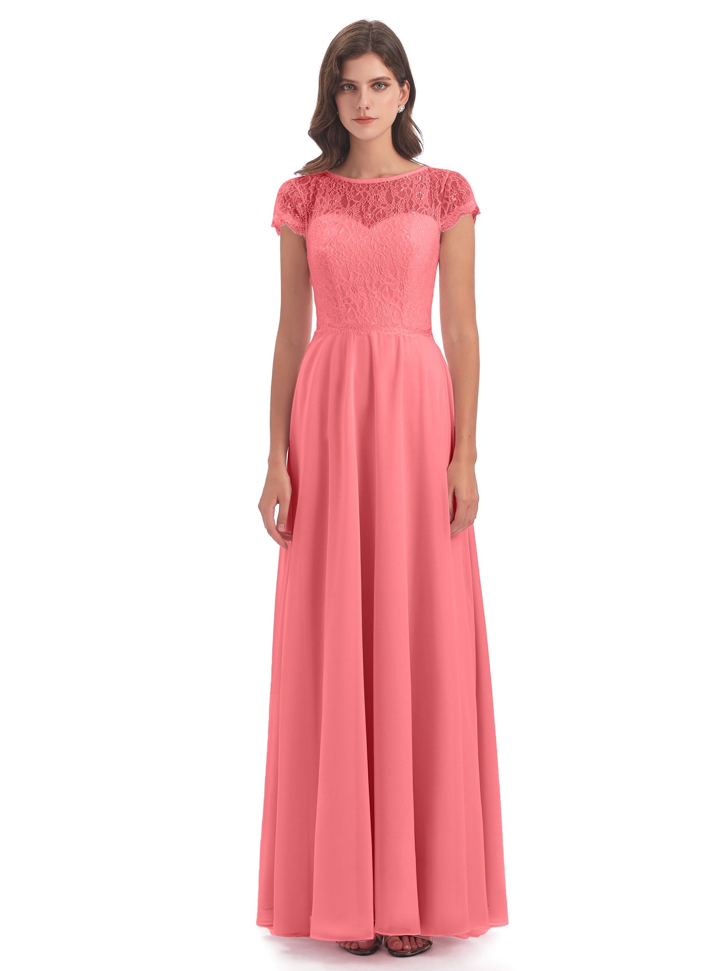 Amelia Sheatch Cap Sleeves Lace Bridesmaid Dresses
