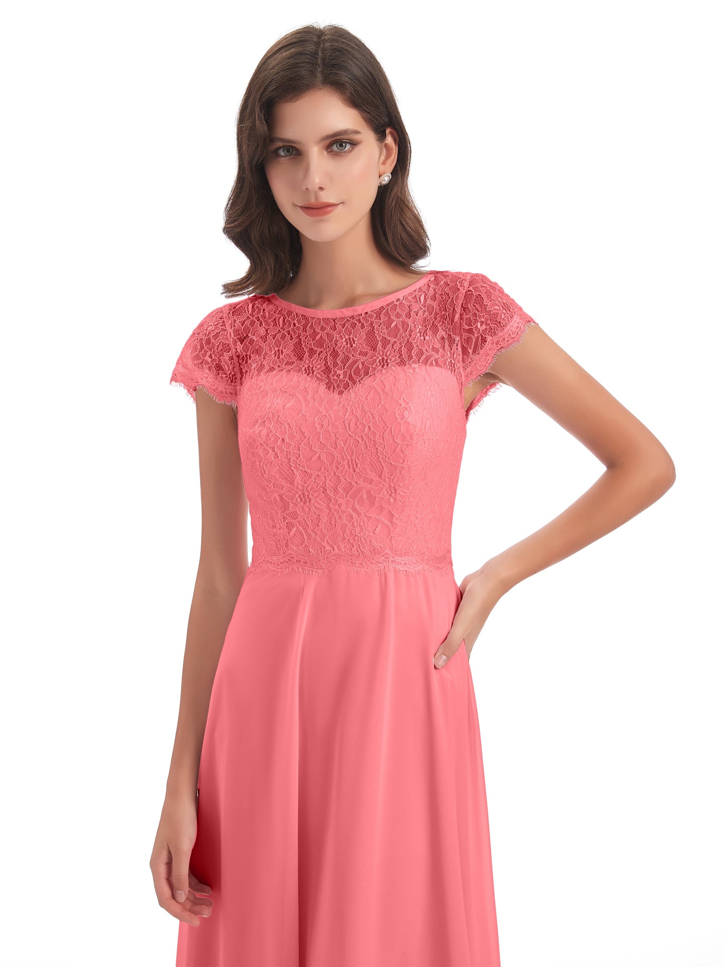 Amelia Sheatch Cap Sleeves Lace Bridesmaid Dresses