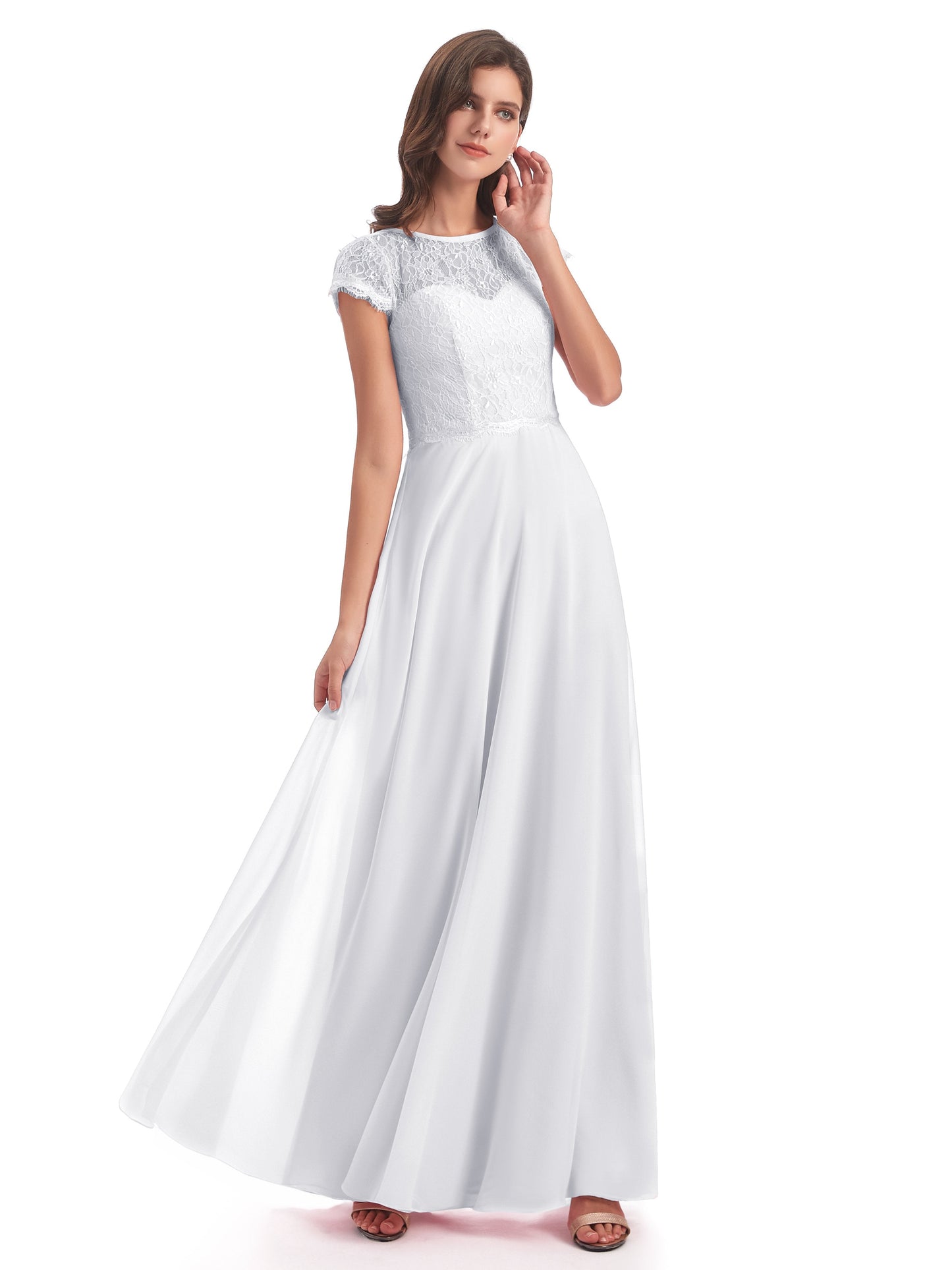 Amelia Sheatch Cap Sleeves Lace Bridesmaid Dresses