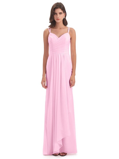 Aryanna Hourglass Spaghetti Straps Chiffon Bridesmaid Dresses