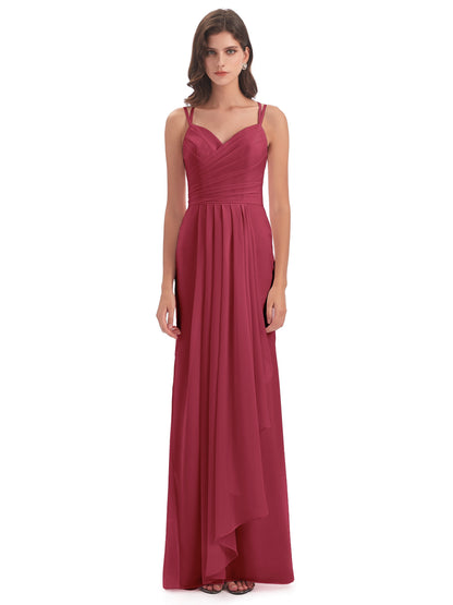Aryanna Hourglass Spaghetti Straps Chiffon Bridesmaid Dresses