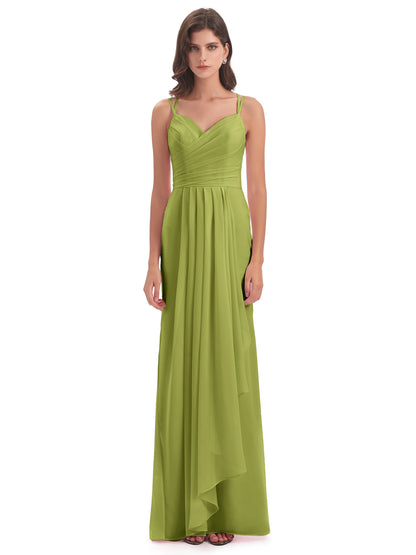 Aryanna Hourglass Spaghetti Straps Chiffon Bridesmaid Dresses