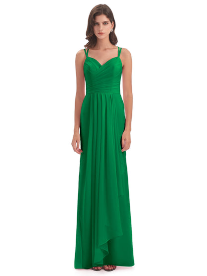 Aryanna Hourglass Spaghetti Straps Chiffon Bridesmaid Dresses