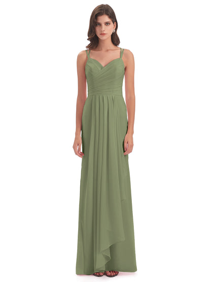 Aryanna Hourglass Spaghetti Straps Chiffon Bridesmaid Dresses