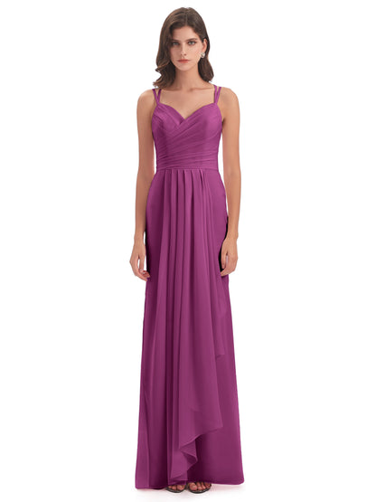 Aryanna Hourglass Spaghetti Straps Chiffon Bridesmaid Dresses