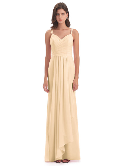 Aryanna Hourglass Spaghetti Straps Chiffon Bridesmaid Dresses