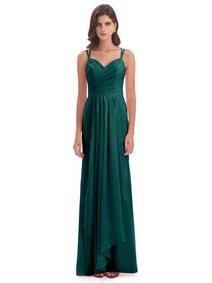 Aryanna Hourglass Spaghetti Straps Chiffon Bridesmaid Dresses