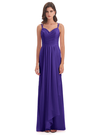Aryanna Hourglass Spaghetti Straps Chiffon Bridesmaid Dresses