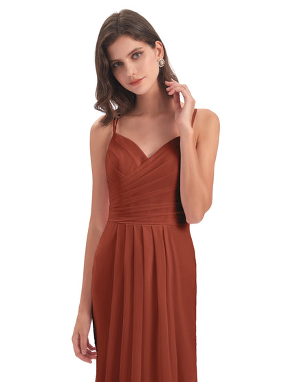 Aryanna Hourglass Spaghetti Straps Chiffon Bridesmaid Dresses