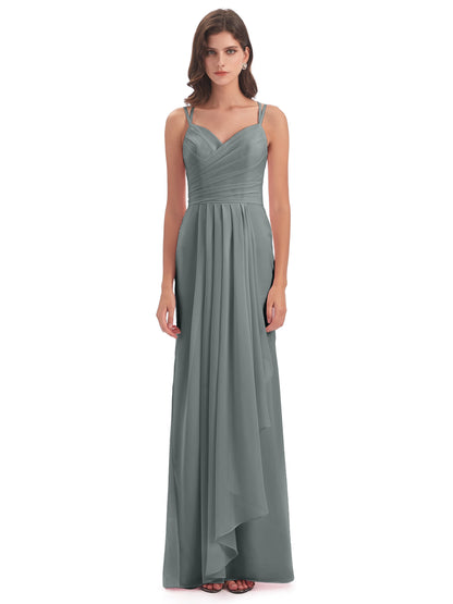 Aryanna Hourglass Spaghetti Straps Chiffon Bridesmaid Dresses