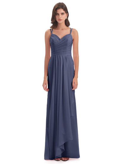 Aryanna Hourglass Spaghetti Straps Chiffon Bridesmaid Dresses