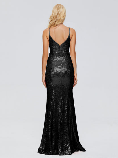 Athena Spaghetti Straps Sequins Bridesmaid Dress