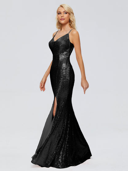 Athena Spaghetti Straps Sequins Bridesmaid Dress