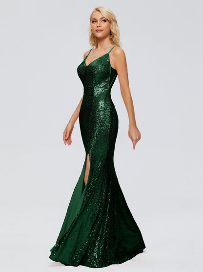 Athena Spaghetti Straps Sequins Bridesmaid Dress