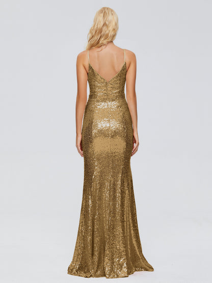 Athena Spaghetti Straps Sequins Bridesmaid Dress