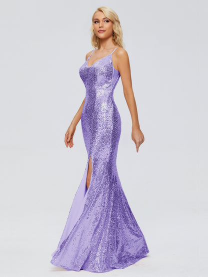 Athena Spaghetti Straps Sequins Bridesmaid Dress