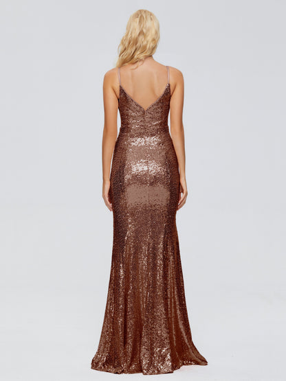 Athena Spaghetti Straps Sequins Bridesmaid Dress