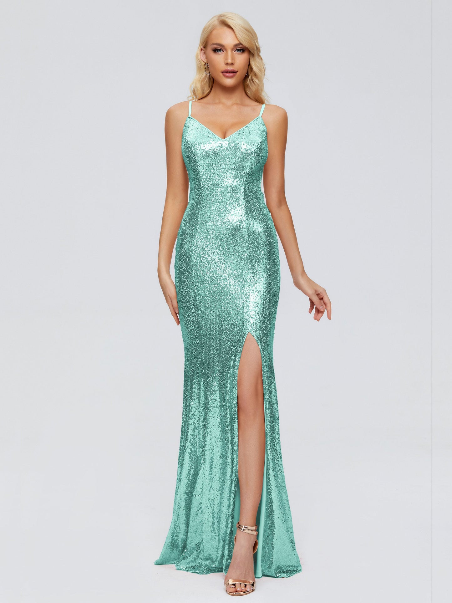 Athena Spaghetti Straps Sequins Bridesmaid Dress