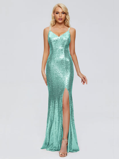 Athena Spaghetti Straps Sequins Bridesmaid Dress