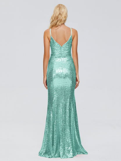 Athena Spaghetti Straps Sequins Bridesmaid Dress
