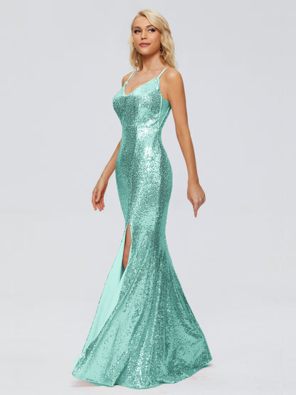Athena Spaghetti Straps Sequins Bridesmaid Dress