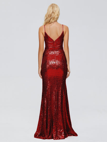 Athena Spaghetti Straps Sequins Bridesmaid Dress