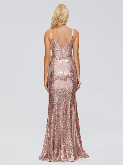 Athena Spaghetti Straps Sequins Bridesmaid Dress