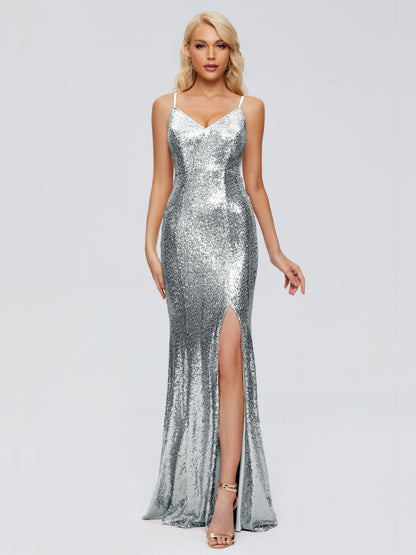 Athena Spaghetti Straps Sequins Bridesmaid Dress