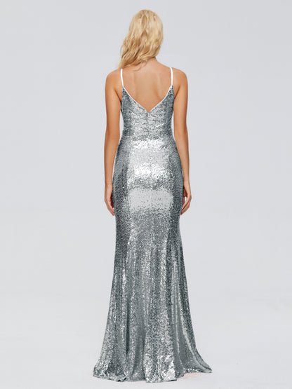 Athena Spaghetti Straps Sequins Bridesmaid Dress