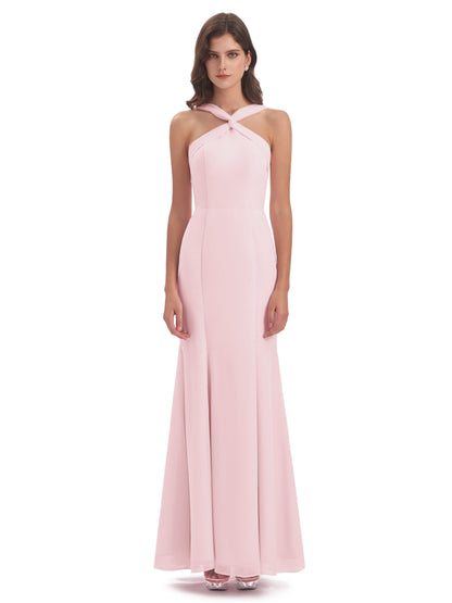 Aubrey Hourglass Halter Chiffon Bridesmaid Dresses