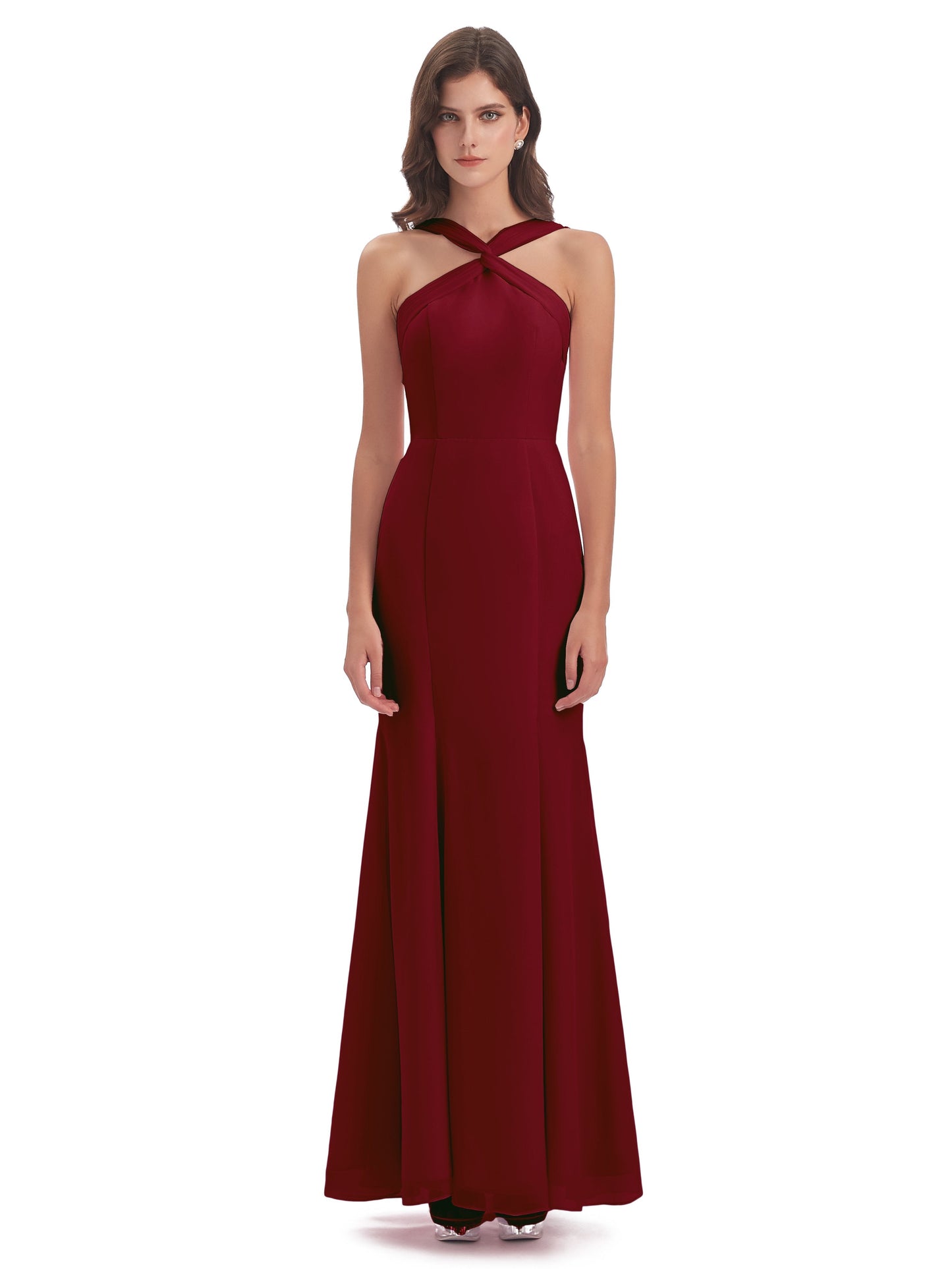 Aubrey Hourglass Halter Chiffon Bridesmaid Dresses