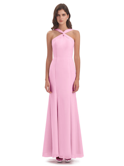 Aubrey Hourglass Halter Chiffon Bridesmaid Dresses