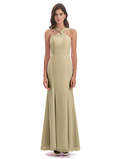 Aubrey Hourglass Halter Chiffon Bridesmaid Dresses