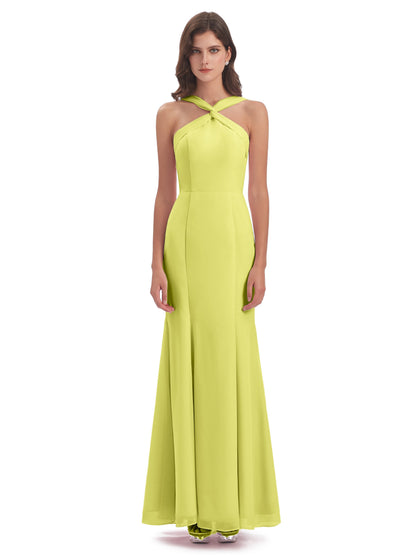 Aubrey Hourglass Halter Chiffon Bridesmaid Dresses